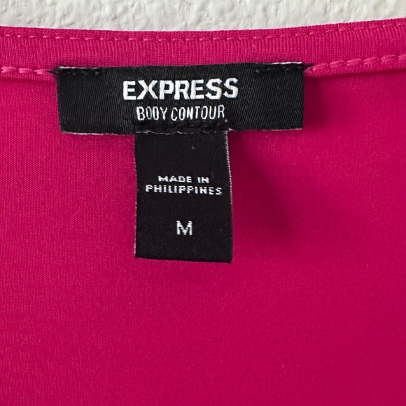 Express Cap Sleeve Pink Ruched Tie Front Blouse - Picture 3 of 3